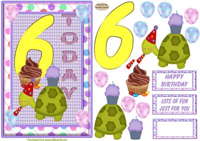 Happy 6th Birthday Decoupage Topper