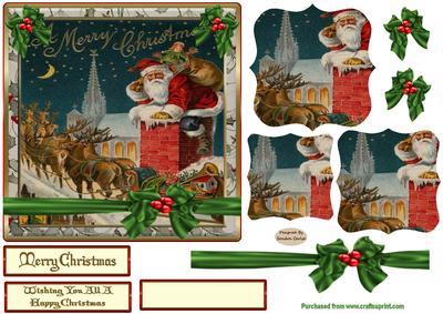 Christmas Santa 6x6ins Topper
