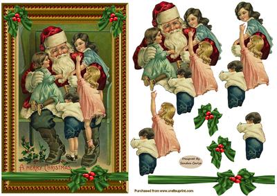 Father Christmas Decoupage Card Front