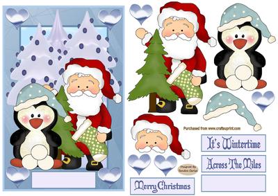 Christmas Santa in the Snow Decoupage Topper