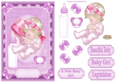 Beautiful Baby Decoupage Card Front