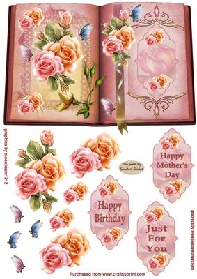 Flowers & Butterflies Decoupage Card Front