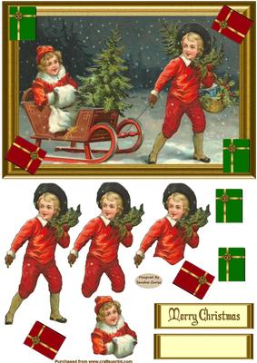 Christmas Presents Vintage Decoupage Topper