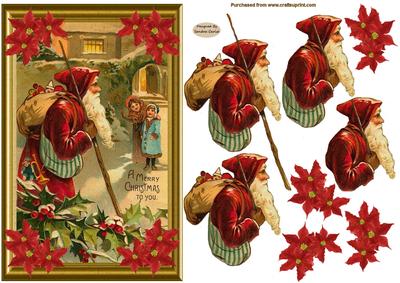 Christmas Vintage Santa Claus Decoupage Topper 2