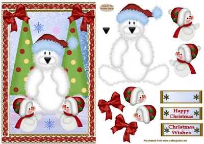 Polar Bear Decoupage Card Front