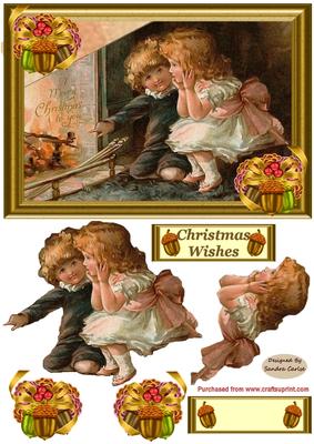By the Fireside at Christmas Decoupage Card Front