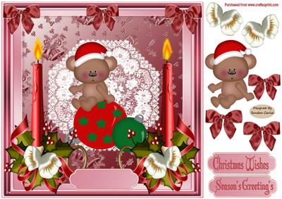 Holly & Berries 8x8ins Decoupage Card Front
