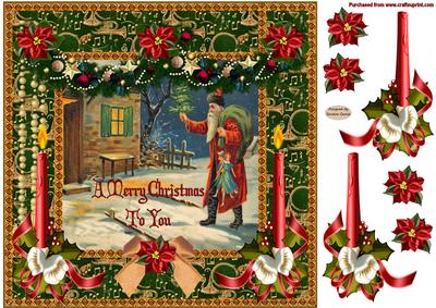 Christmas Vintage Santa Claus 8x8ins Topper