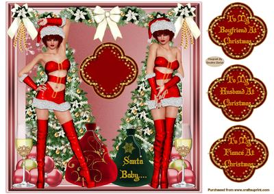 Christmas Santa Baby 8x8ins Decoupage Topper