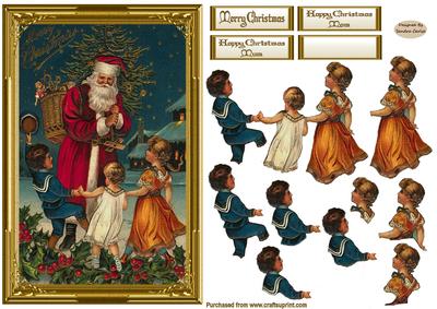 Christmas Time Decoupage Card Front