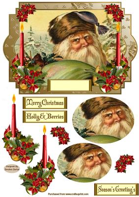 Christmas Vintage Santa Topper 1