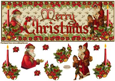 Merry Christmas Dl Decoupage Card Front