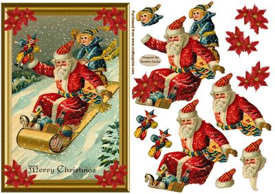 Christmas Santa in the Snow Decoupage Topper