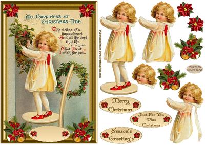 Christmas Vintage Happiness Decoupage Topper