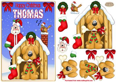 Happy Christmas Thomas Decoupage Topper