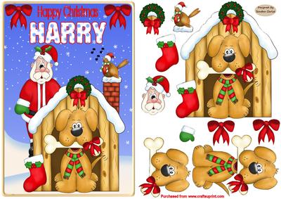 Happy Christmas Harry Decoupage Card Front