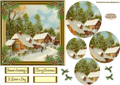 Snow is Falling Christmas Vintage Topper
