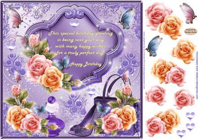 Glitter Butterflies 8x8ins Decoupage Topper