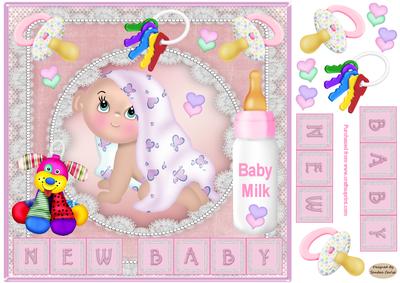 Baby Girl Pink Decoupage Topper