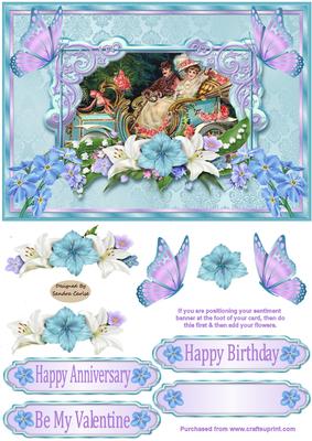 Butterlies & Flowers Decoupage Card Front