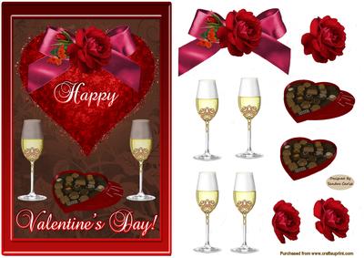 Happy Valentine's Day Decoupage Card Front