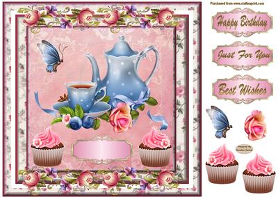 Pink Cupcakes Decoupage Card Front
