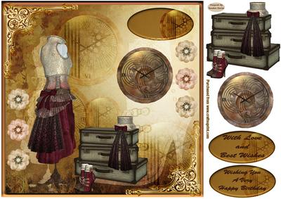 Steampunk 8x8ins Birthday Card Front