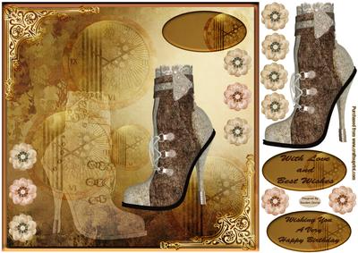 Steampunk Boot 8x8ins Card Front
