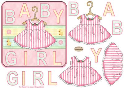 Pink Baby Girl 6x6ins Card Front