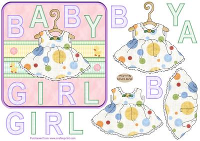 Baby Girl 6x6ins Decoupage Card Front