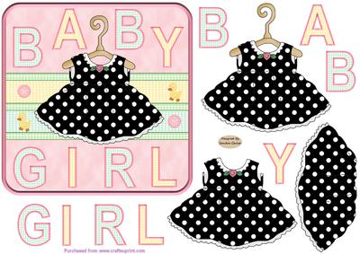 New Baby Girl 6x6ins Card Front