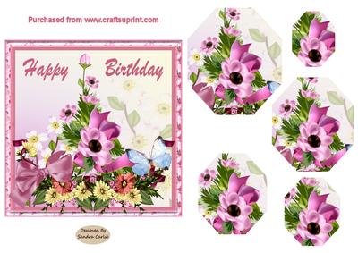 Floral 5.5 x 5.5ins Pyramid Card Front.