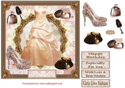 Girls Love Fashion 7 x 7ins Card Front