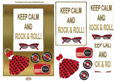 Keep Calm Rock & Roll 5 x 7ins Card Front