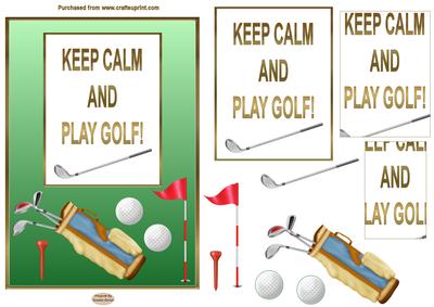 Keep Calm & Play Golf 5 x 7ins birthday decoupage Topper