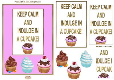Keep Calm Cupcake birthday decoupage 5 x 7ins topper
