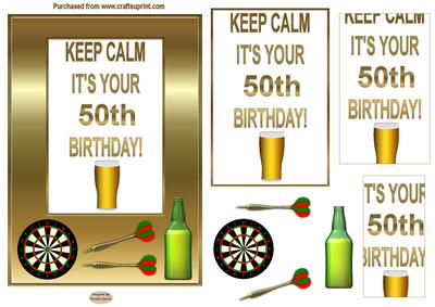 Keep Calm Its Your 50th Birthday 5 x 7ins Card Front