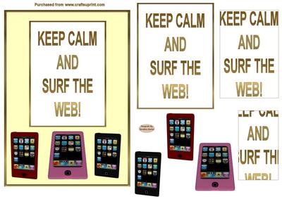 Keep Calm & Surf the Web 5 x 7ins birthday topper