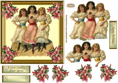 Vintage Decoupage 6 x 6ins Card Front