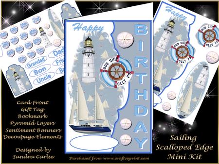 Birthday Sailing Scalloped Edge Decoupage Mini Kit