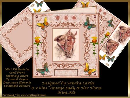 Vintage Lady & Her Horse 8 x 8ins Mini Kit