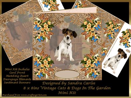 Vintage Cats & Dogs in the Garden 8x8ins Mini Kit
