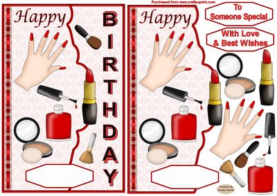 Makeup Decoupage Birthday Topper