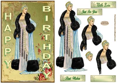 Lady of Style Decoupage Birthday Topper