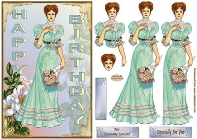 Lady in Green Decoupage Topper