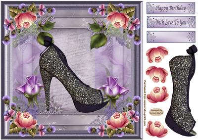Birthday Pretty Shoe 8 x 8ins Topper