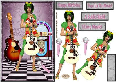 Rock Chick Birthday Decoupage Topper
