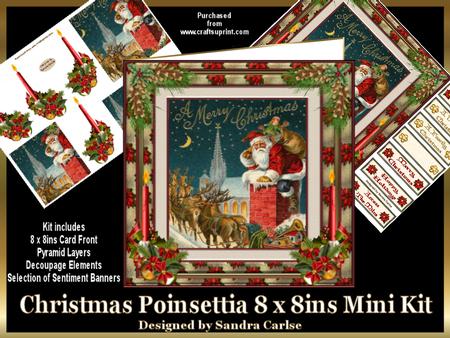 Christmas Poinsettia 8 x 8ins Mini Kit