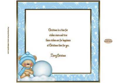 Christmas Bear in the Snow 8 x 8ins Insert 1