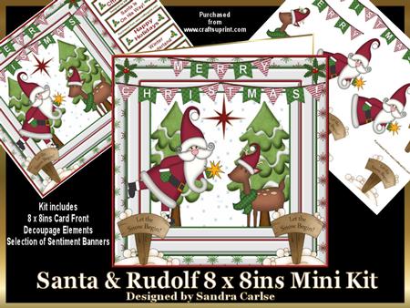 Christmas Santa & Rudolf 8 x 8ins Mini Kit